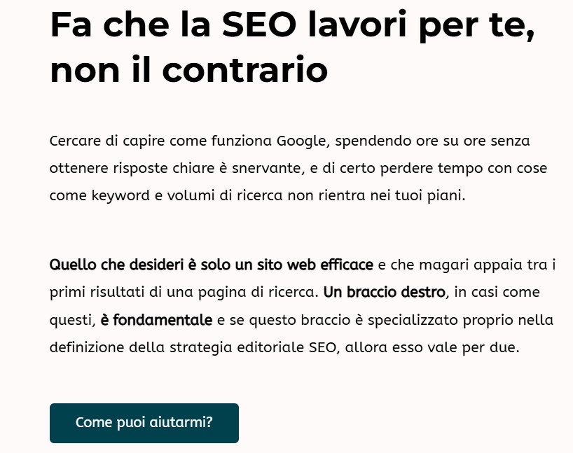 Esempio di call to action efficace in homepage