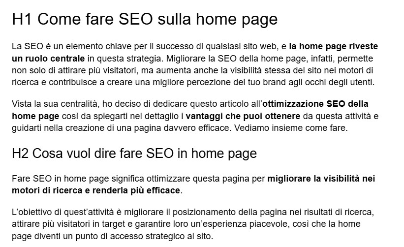 Esempio di heading ben ottimizzati